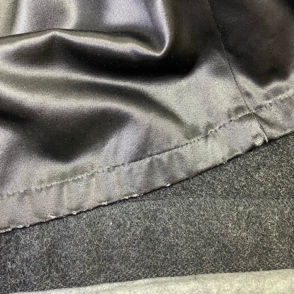 Vintage Eileen Fisher Charcoal Gray 100% Wool Long Duster Coat Large 90s - Picture 13 of 16